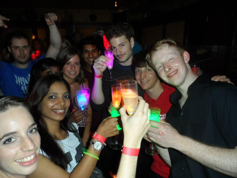 Group walking on pub crawl Luzern